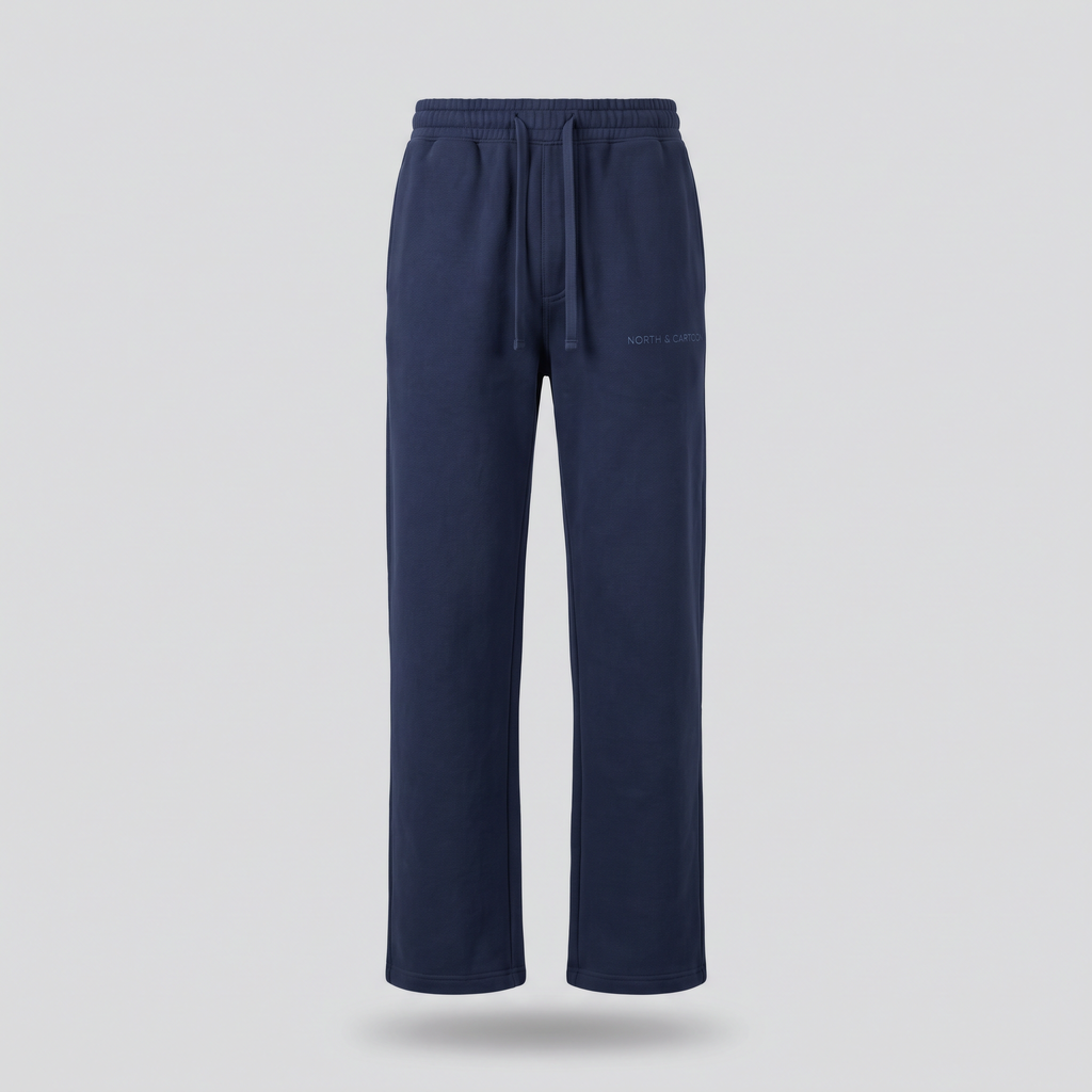 Jogging droit, bleu nuit, vue de face — NORTH & CARTOON