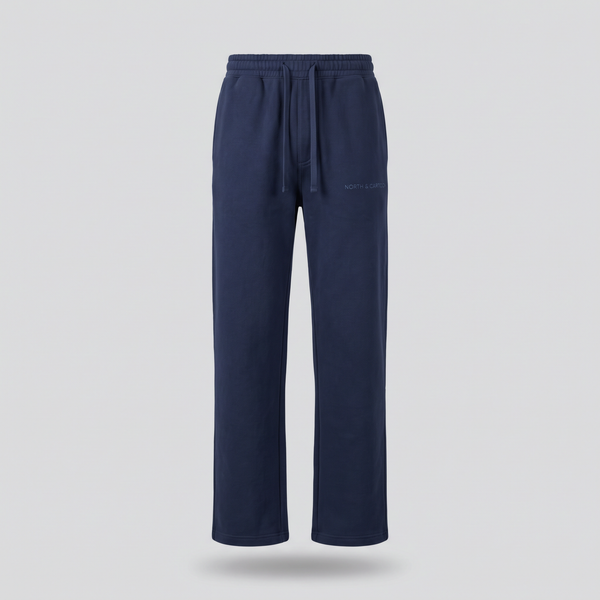 Jogging droit, bleu nuit, vue de face — NORTH & CARTOON