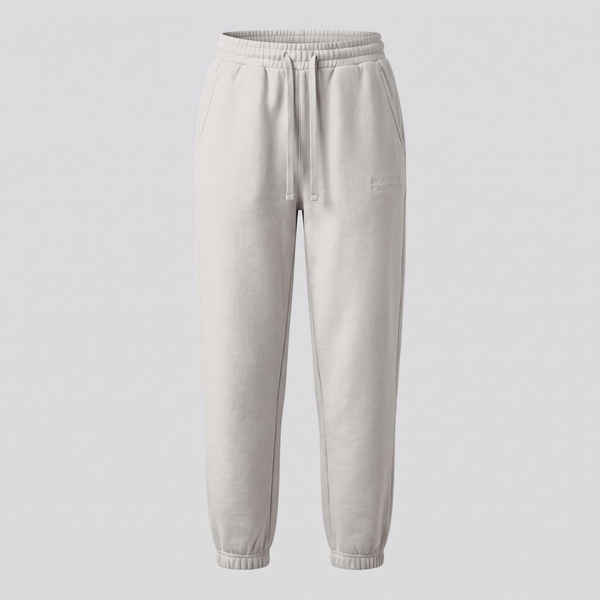 Jogging fuselé, gris perle, vue de face — NORTH & CARTOON