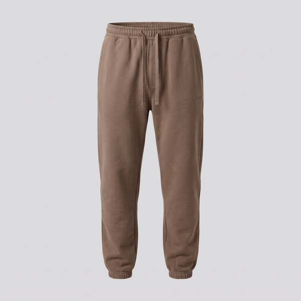 Pantalon de jogging, brun taupe, vue de face — NORTH & CARTOON