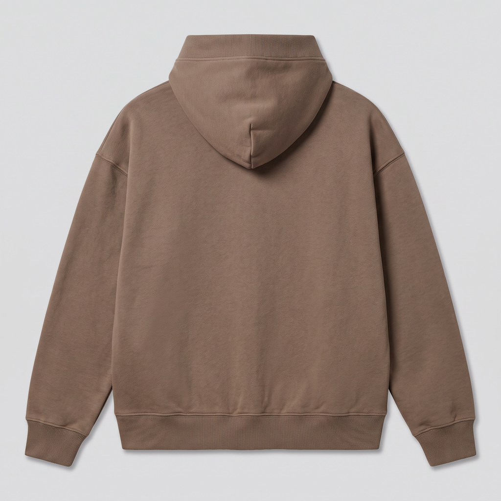 Sweat à capuche, brun taupe, vue de dos — NORTH & CARTOON