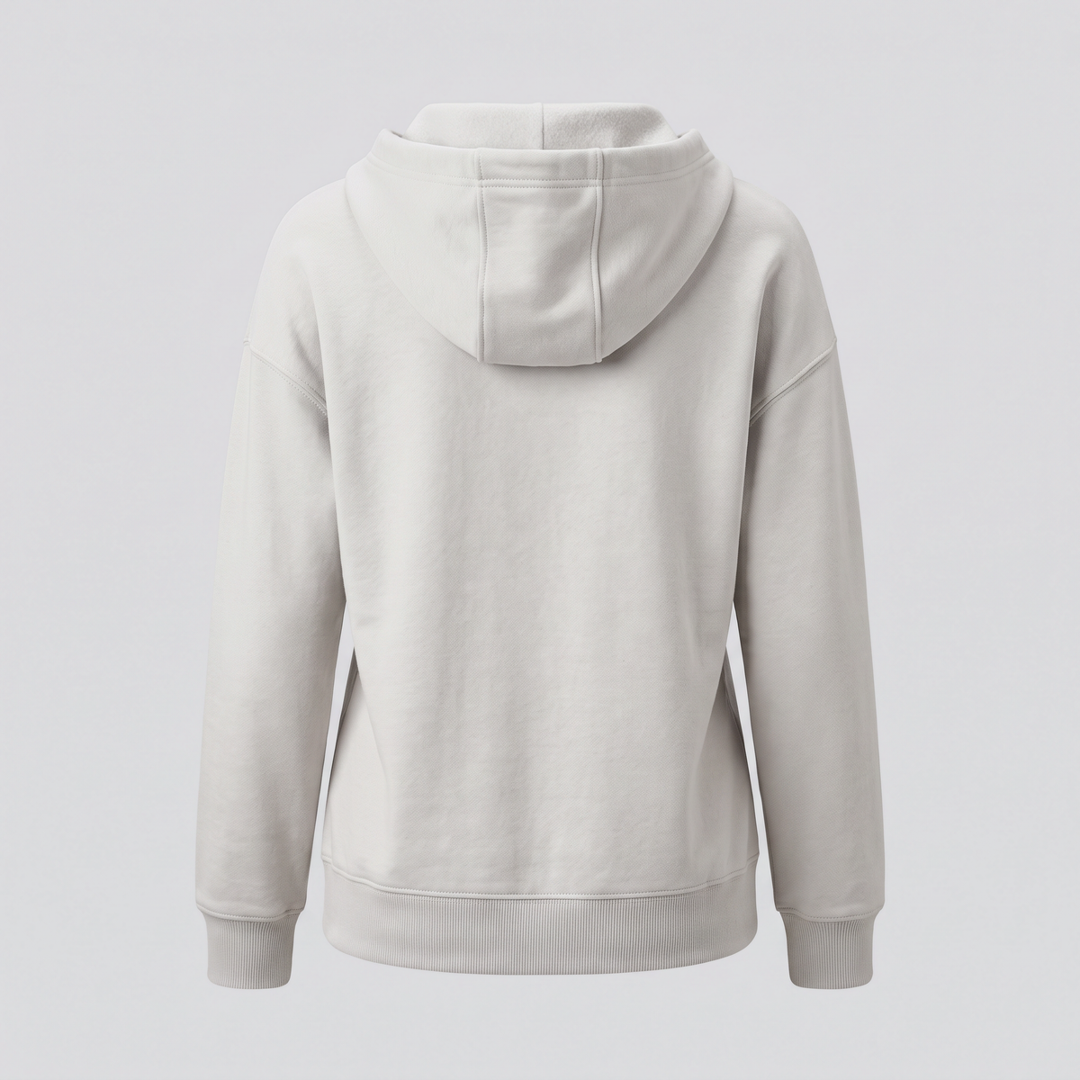 Sweat zippé à capuche, gris perle, vue de dos — NORTH & CARTOON