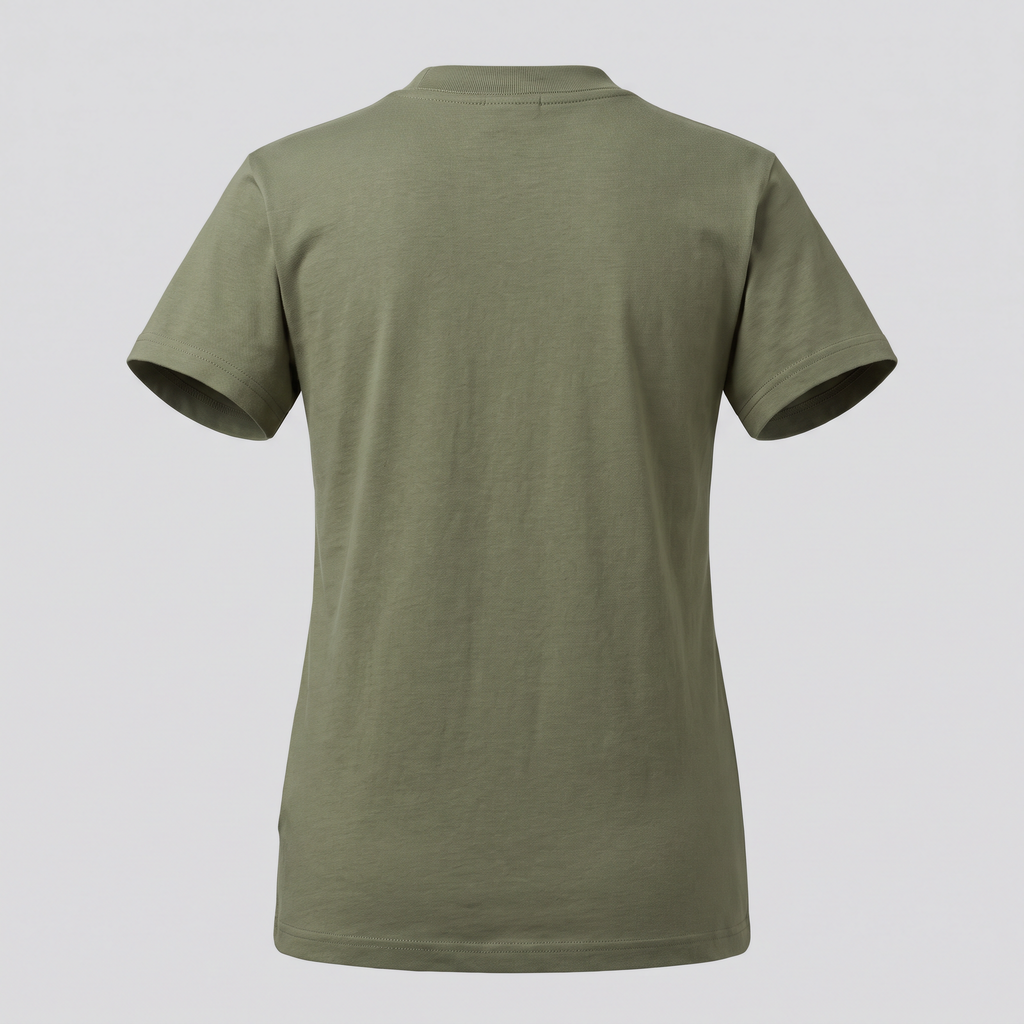 T-shirt col rond, olive, vue de dos — NORTH & CARTOON