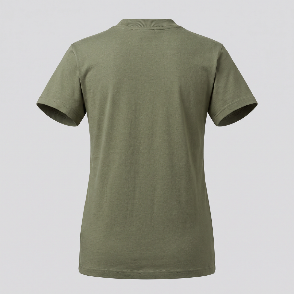 T-shirt col rond, olive, vue de dos — NORTH & CARTOON