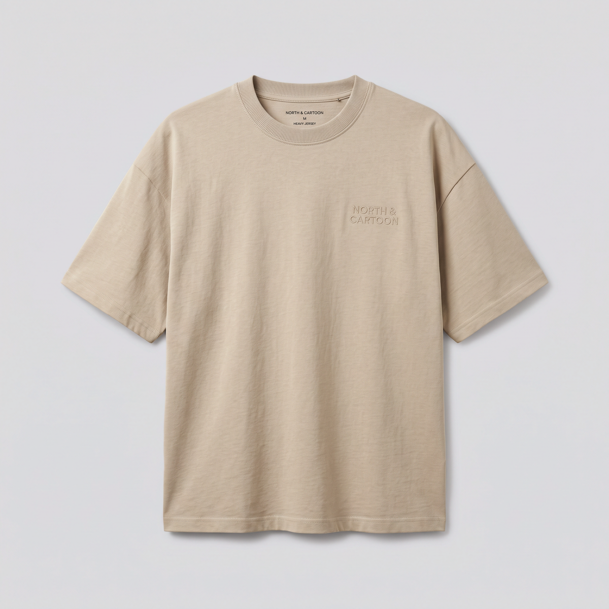 T-shirt épais, sable, vue de face — NORTH & CARTOON